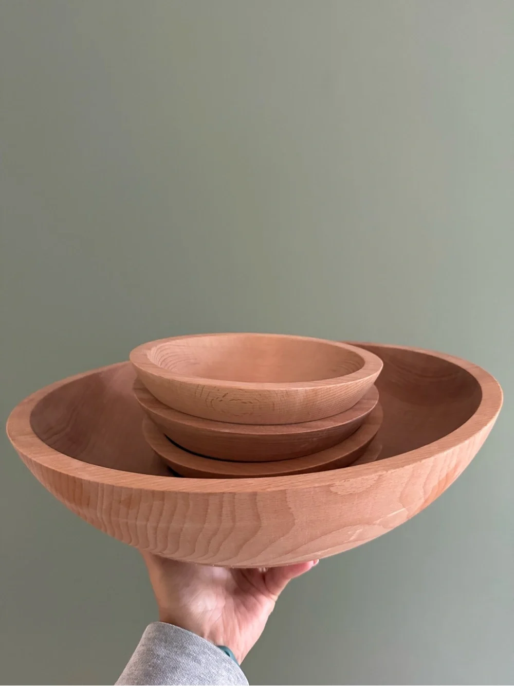 Natural Wooden Serving Bowls - Set of Nested Bowls- TREE SPIRIT HOLLAND